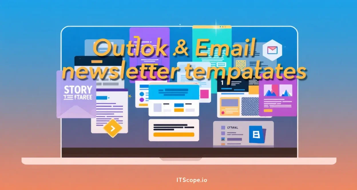 Free Email Newsletter Templates Outlook illustration showing diverse email designs