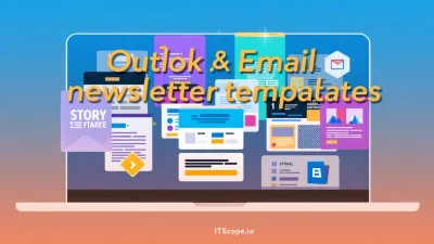 Free Email Newsletter Templates Outlook illustration showing diverse email designs