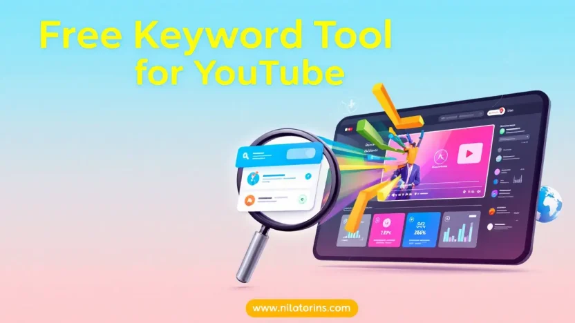 Free Keyword Tool for YouTube illustration showing digital marketing tools and analytics concepts