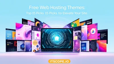 Free web hosting themes displayed as a vibrant collage illustrating top design picks