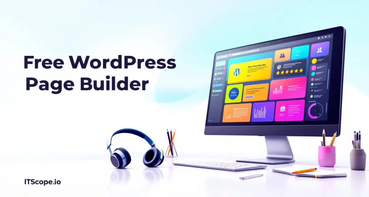 Free WordPress Page Builder interface on a computer screen