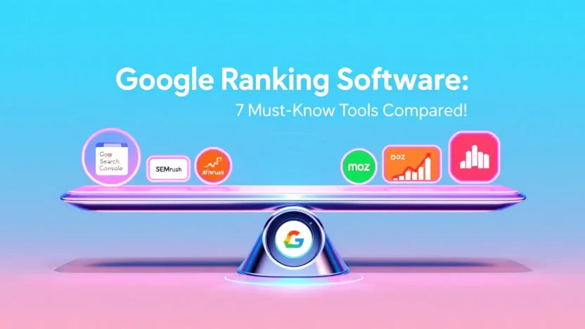 Google Ranking Software tools comparison illustration highlighting key software for SEO.