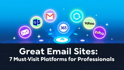 Great Email Sites illustration depicting key email platforms for professional use