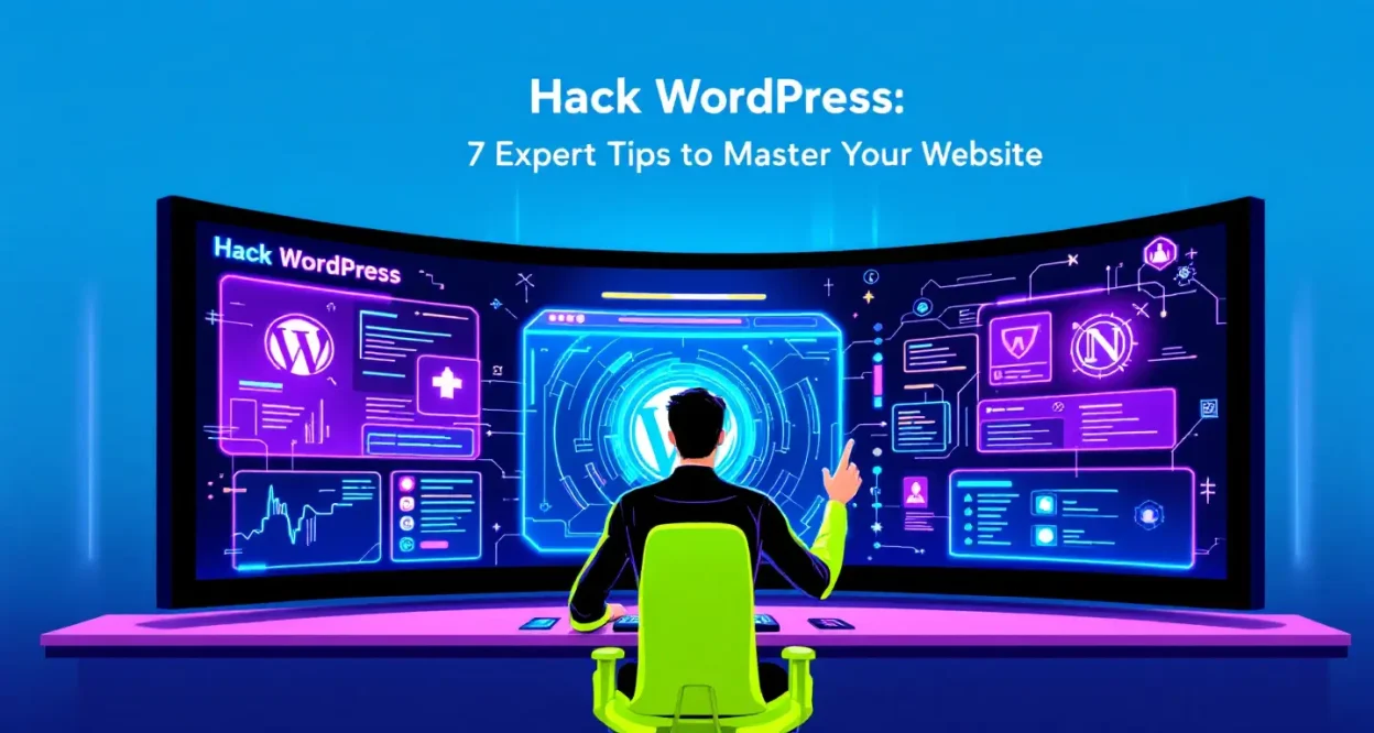 Hack WordPress illustration depicting expert tips for mastering website performance