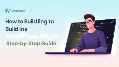 How to build a WordPress plugin illustration with code and WordPress logo