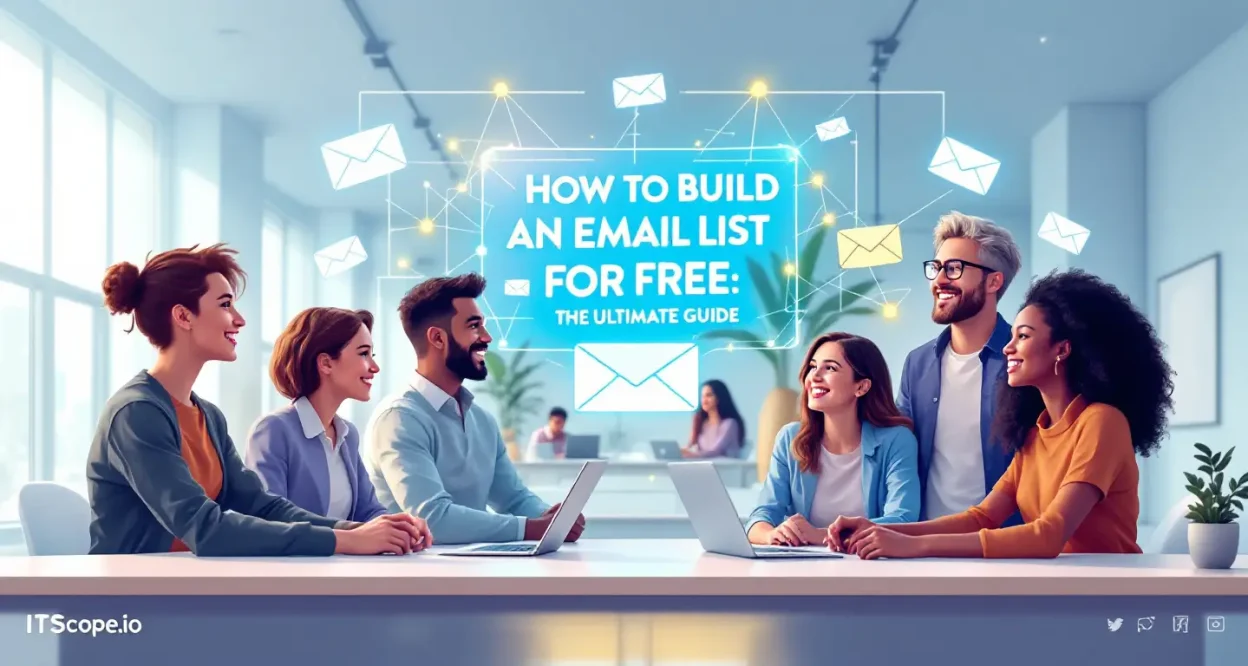 How to Build an Email List for Free illustration depicting key strategies