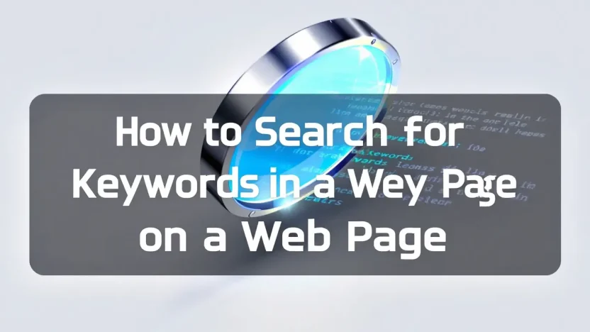 How to Search for Keywords illustration showing a magnifying glass highlighting keywords on a web page