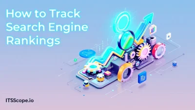 How to Track Search Engine Rankings illustration showing a magnifying glass over a ranking chart