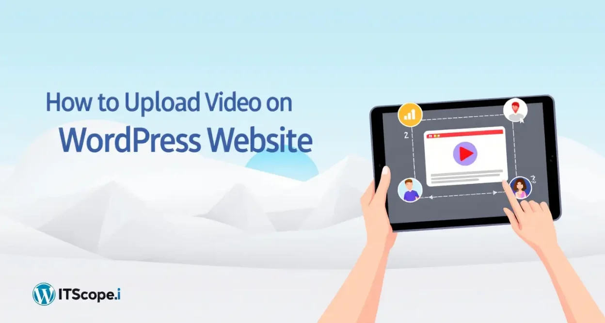 How to upload video on WordPress website illustration showing key steps