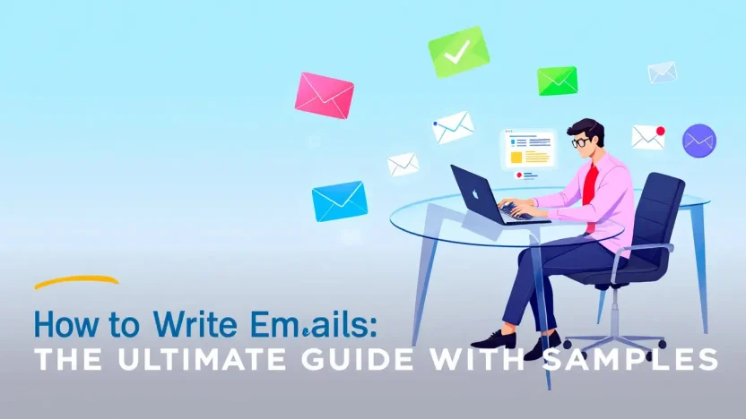 How to Write Corporate Emails illustration showing professional communication setup