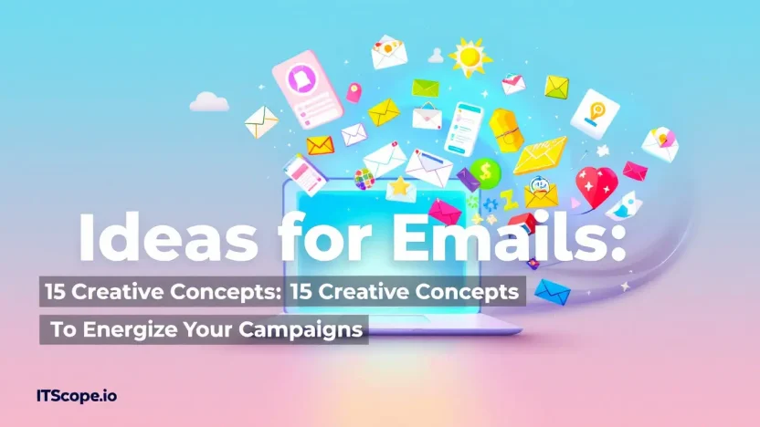 Ideas for Emails illustration showcasing vibrant email concepts and innovation