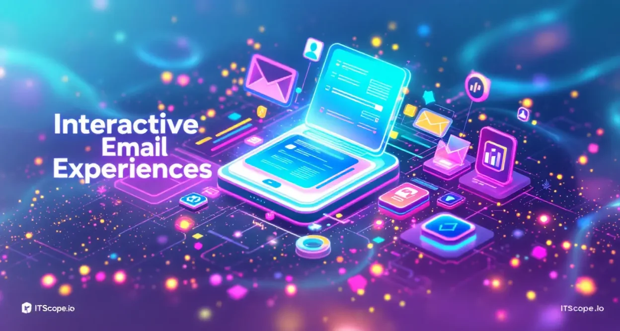 Interactive Email Experiences illustration showcasing dynamic email elements and user engagement strategies.