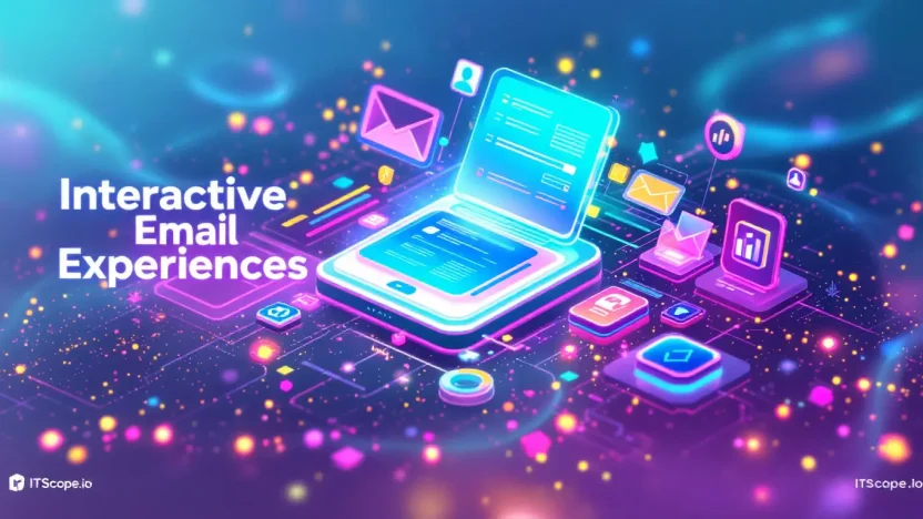 Interactive Email Experiences illustration showcasing dynamic email elements and user engagement strategies.