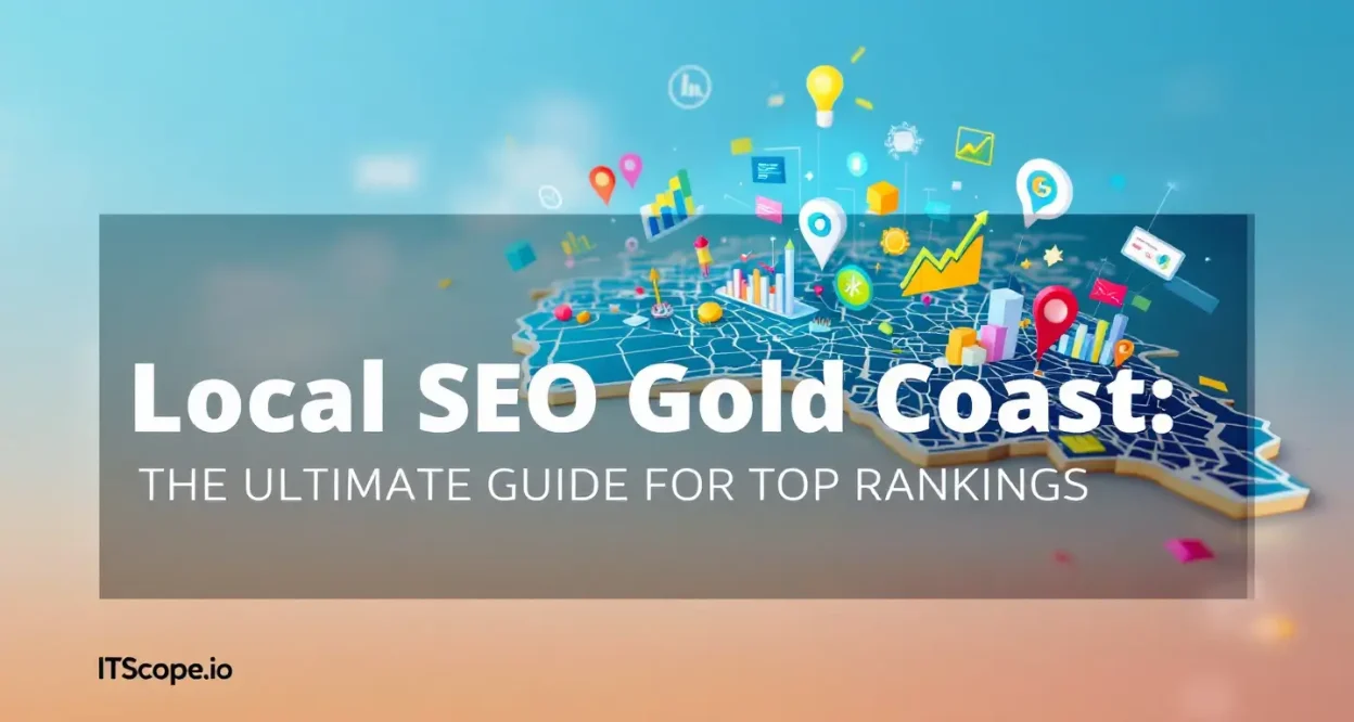 Local SEO Gold Coast map with SEO symbols