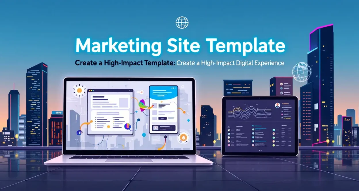 Marketing Site Template illustration showing key steps in building an engaging site