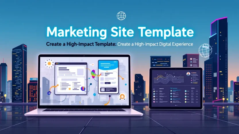 Marketing Site Template illustration showing key steps in building an engaging site