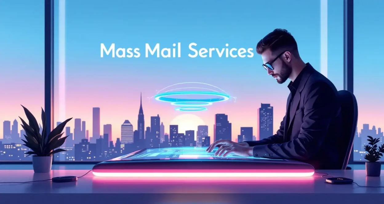 Mass Mail Services illustration showcasing key concepts for impactful email campaigns