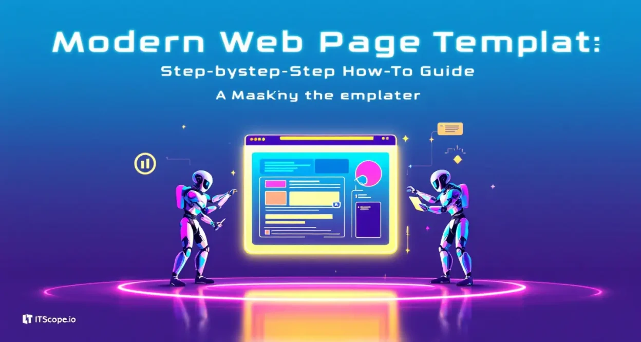 Modern Web Page Template guide showing step-by-step design process