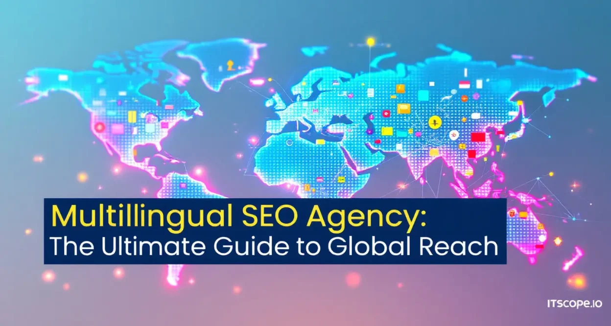 Multilingual SEO Agency digital map illustration depicting global reach