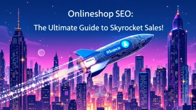 Onlineshop SEO guide illustration showcasing digital strategies for boosting sales