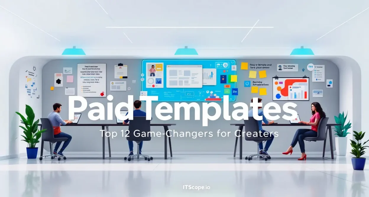 Paid Templates illustration showcasing top creative digital designs