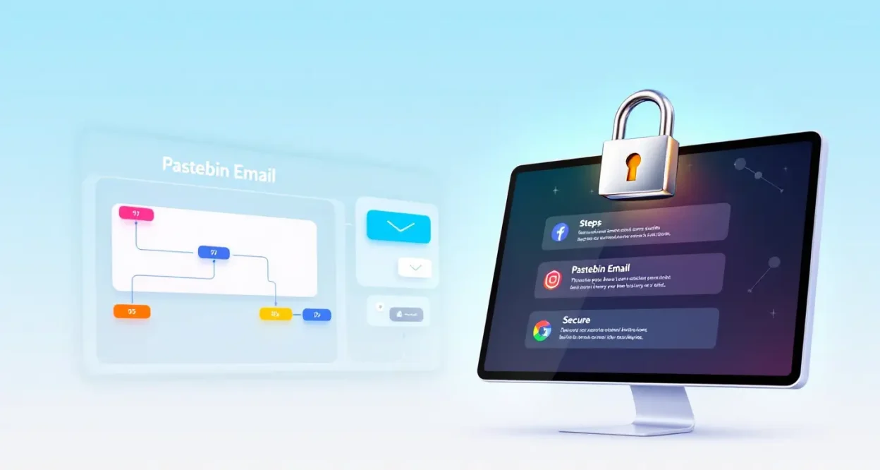 Pastebin Email guide illustration demonstrating key secure sharing steps