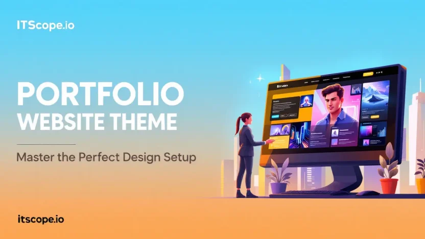 Portfolio website theme illustration showcasing key design tips discussed in the how-to guide