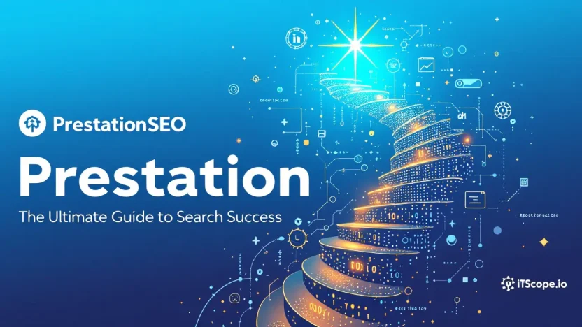 Prestation SEO guide illustration showcasing key strategies and elements for search success.