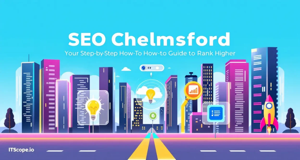 SEO Chelmsford guide illustration showcasing step-by-step strategies