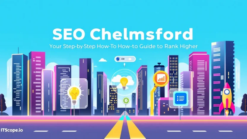 SEO Chelmsford guide illustration showcasing step-by-step strategies