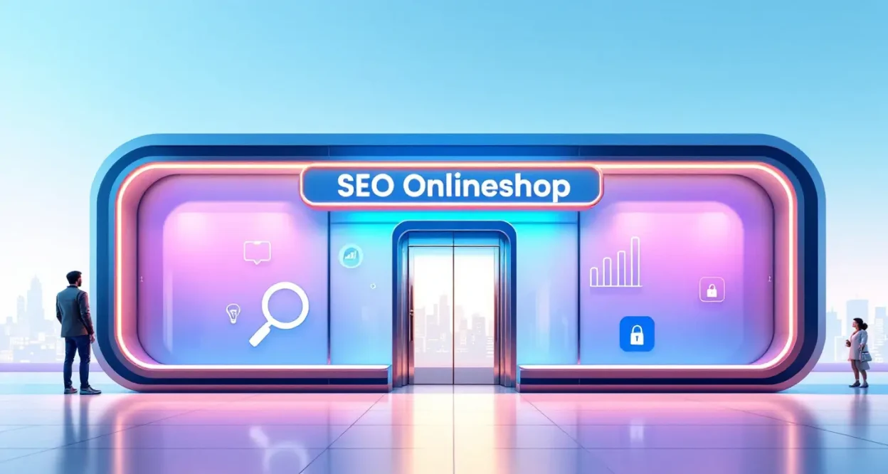 SEO Onlineshop strategies illustration depicting optimization techniques for virtual stores