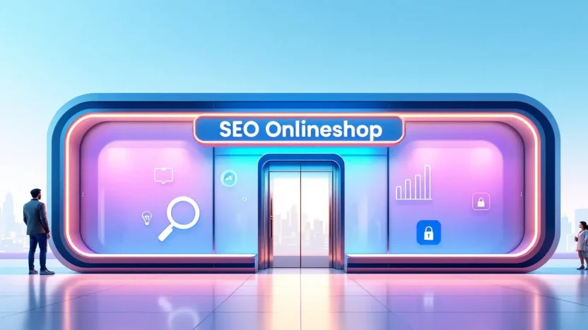 SEO Onlineshop strategies illustration depicting optimization techniques for virtual stores