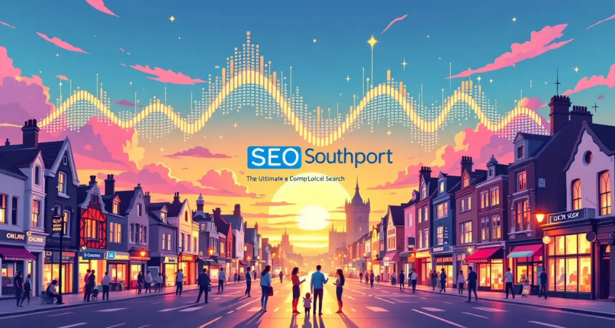 SEO Southport illustration showcasing local search strategies and digital elements