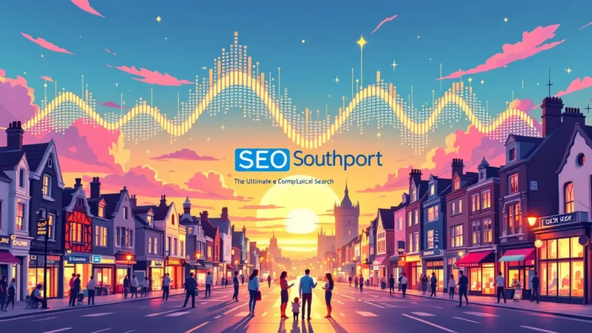 SEO Southport illustration showcasing local search strategies and digital elements