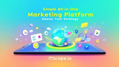 Illustration of a simple all in one marketing platform showcasing integrated marketing tools