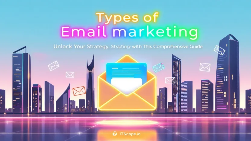 Types of Email Marketing illustration highlighting various strategies discussed in the blog