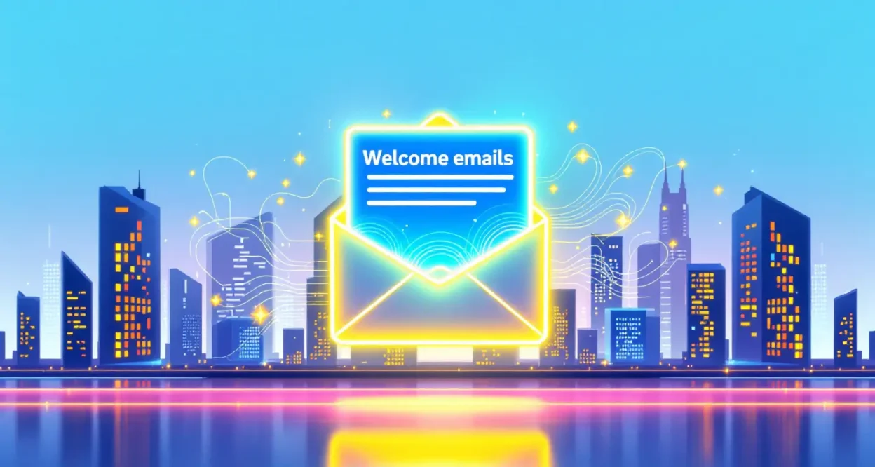 Types of Welcome Emails to New Customers illustration showcasing various email strategies for effective onboarding