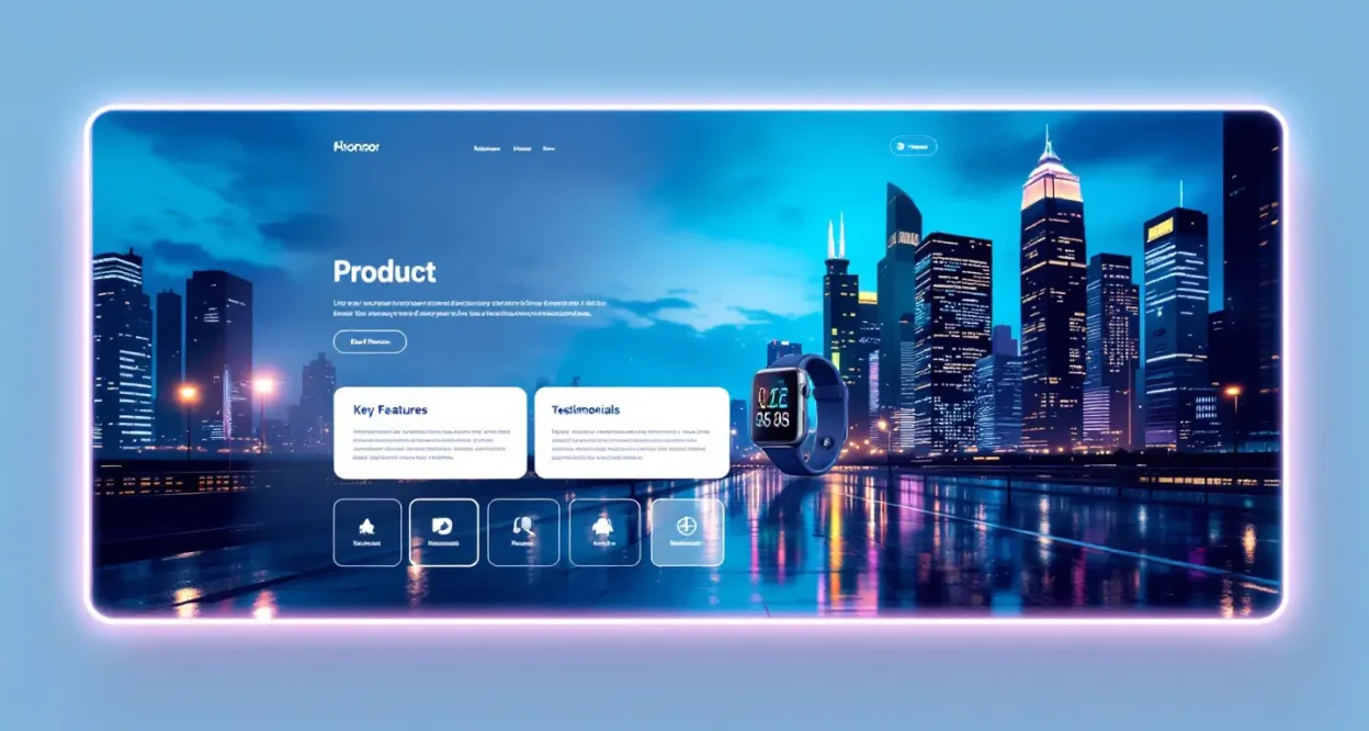 Website product page template illustration showing key design techniques for conversion