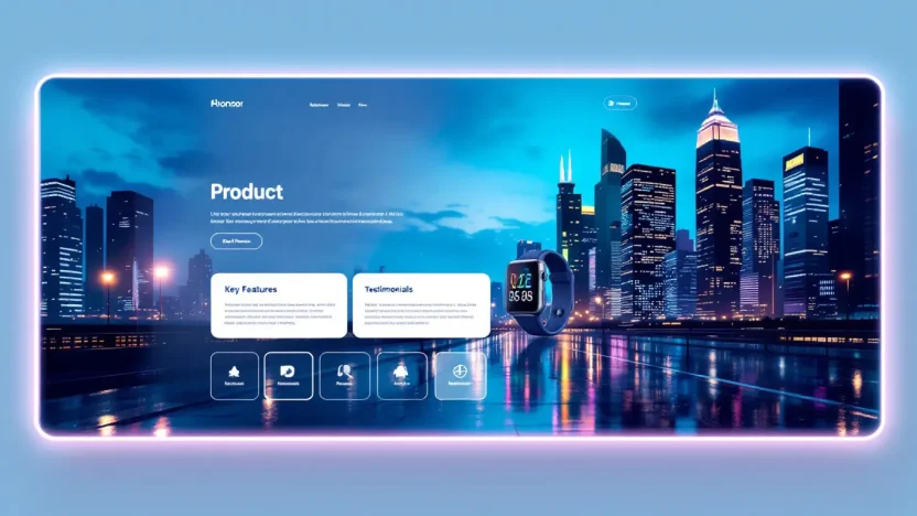 Website product page template illustration showing key design techniques for conversion