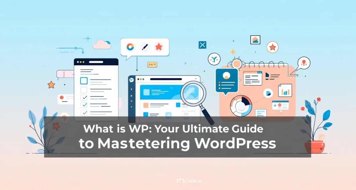 What Is WP illustration depicting key WordPress tools and features from the blog