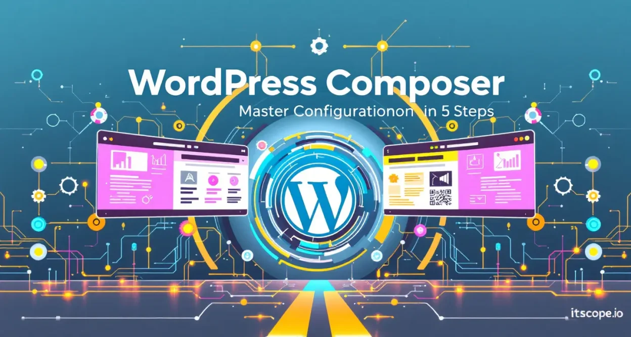 WordPress Composer setup guide illustration showing key configuration steps