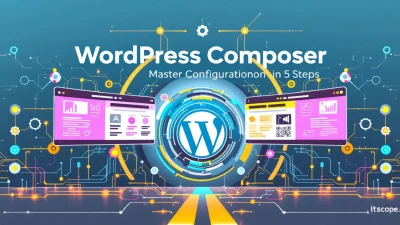 WordPress Composer setup guide illustration showing key configuration steps