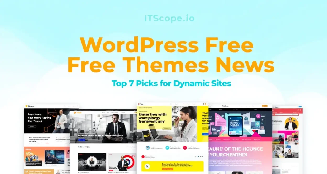 WordPress free themes news collage showcasing top picks for dynamic sites