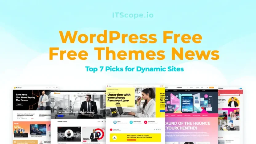 WordPress free themes news collage showcasing top picks for dynamic sites