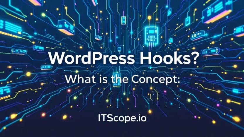 WordPress Hooks concept illustration showing the integration and functionality in web development