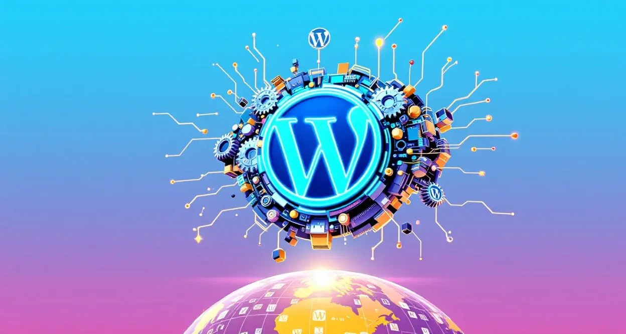 WordPress is popular free and open source illustration showing its ecosystem and features