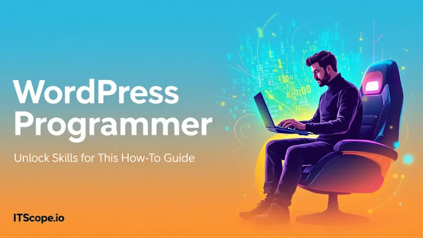 WordPress programmer illustration showcasing coding concepts