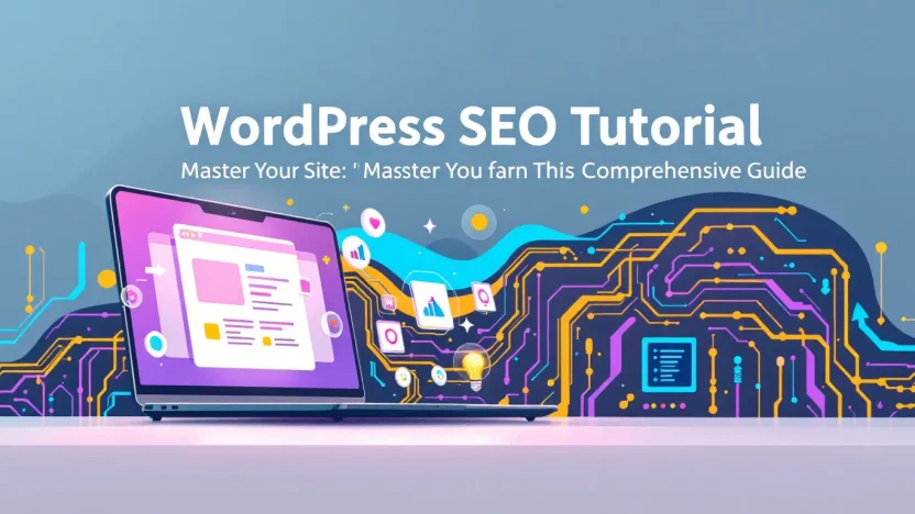 WordPress SEO Tutorial illustration highlighting key strategies and tools