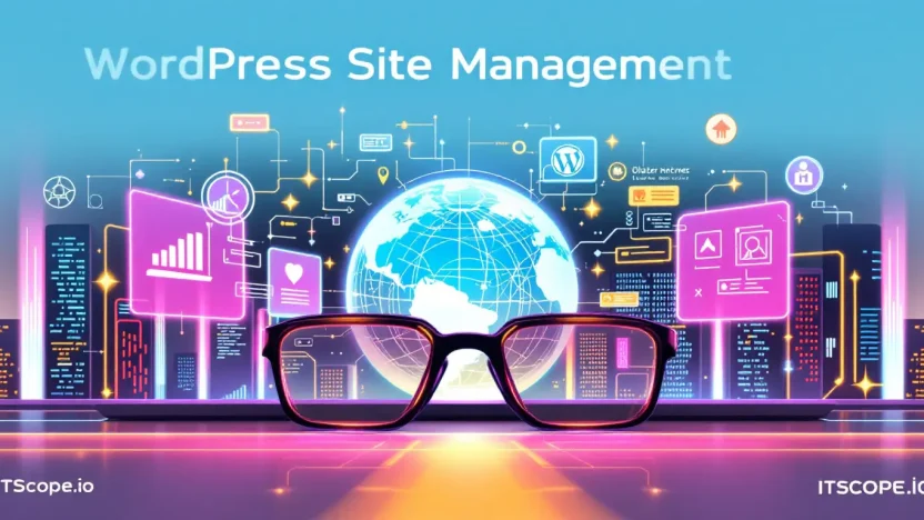 WordPress Site Management illustration showing key maintenance strategies discussed in the blog