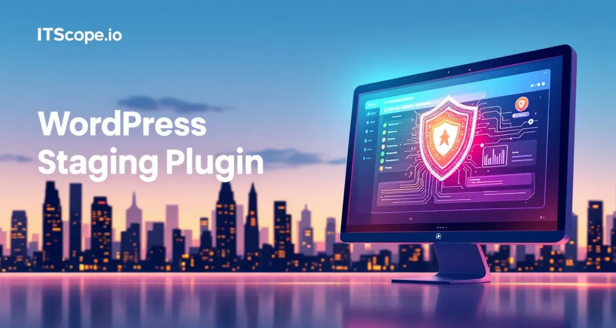 WordPress staging plugin illustration depicting safe update practices for websites